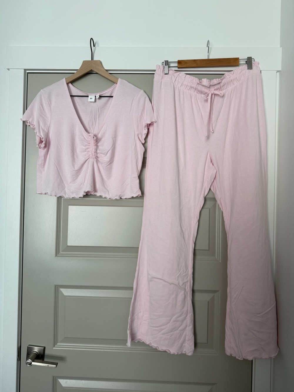 bp Light Pink Ruched V-Neck Short Sleeve Pajama Set
